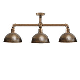 Industrial Retro Texas Style Pipe Lights Semi Flush Brushed copper Metal Ceiling Lamp Shade E27~3596-2