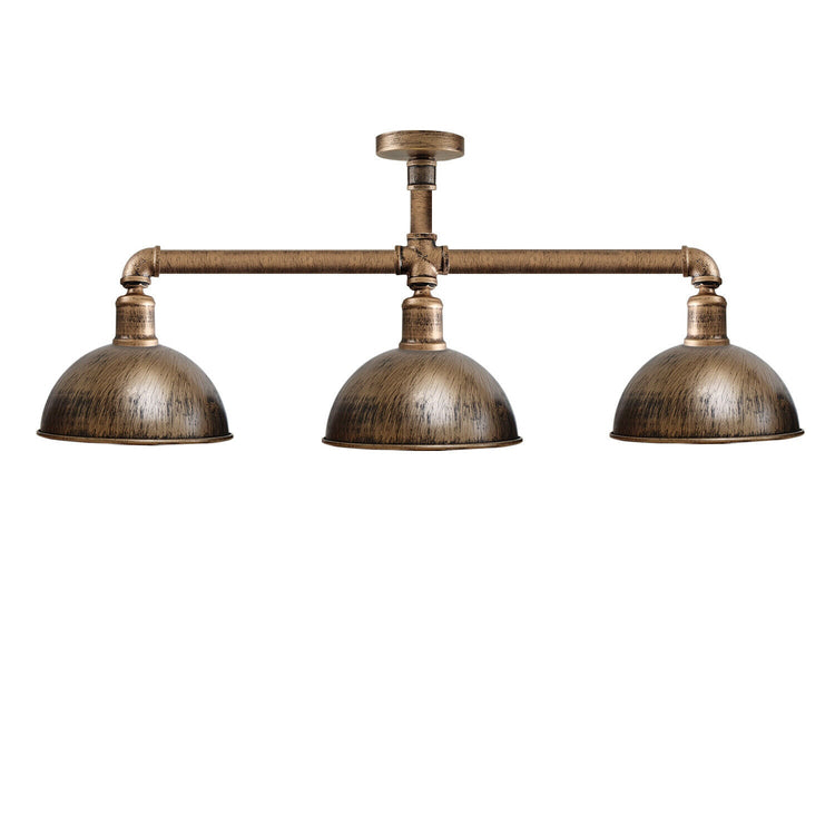 Industrial Retro Texas Style Pipe Lights Semi Flush Brushed copper Metal Ceiling Lamp Shade E27~3596-2