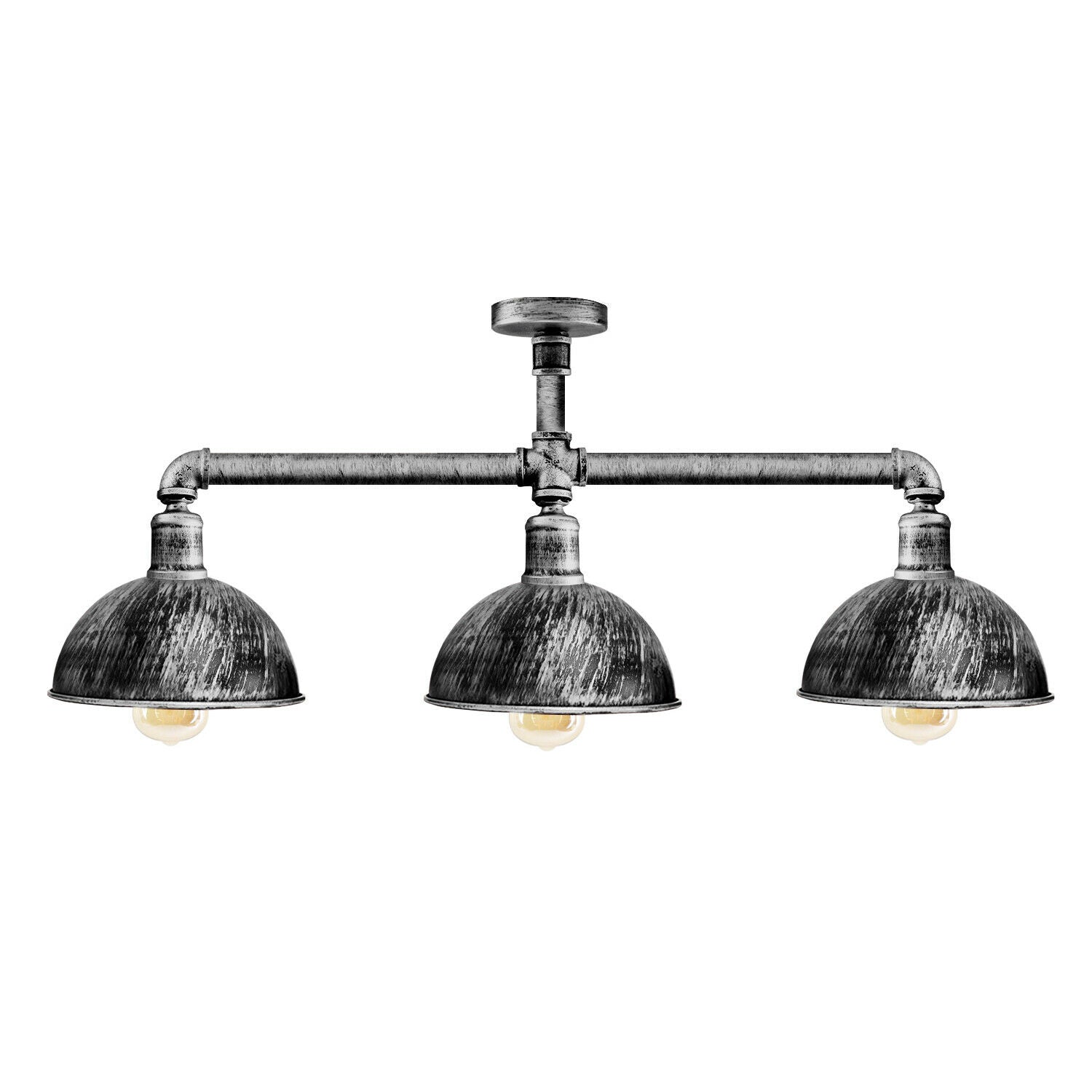 Industrial Retro Texas Style Pipe Lights Semi Flush Brushed copper Metal Ceiling Lamp Shade E27~3596-6