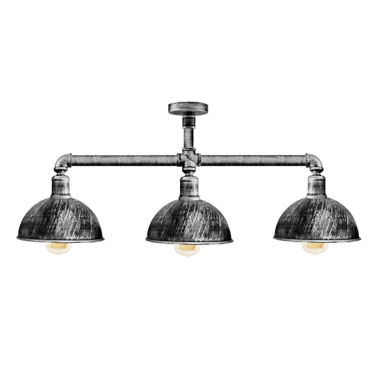 Industrial Retro Texas Style Pipe Lights Semi Flush Brushed copper Metal Ceiling Lamp Shade E27~3596-6