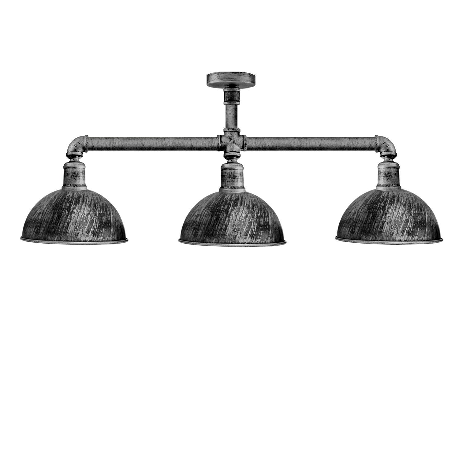 Industrial Retro Texas Style Pipe Lights Semi Flush Brushed copper Metal Ceiling Lamp Shade E27~3596-4