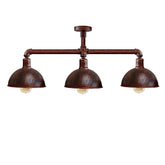 Industrial Retro Texas Style Pipe Lights Semi Flush Brushed copper Metal Ceiling Lamp Shade E27~3596-7