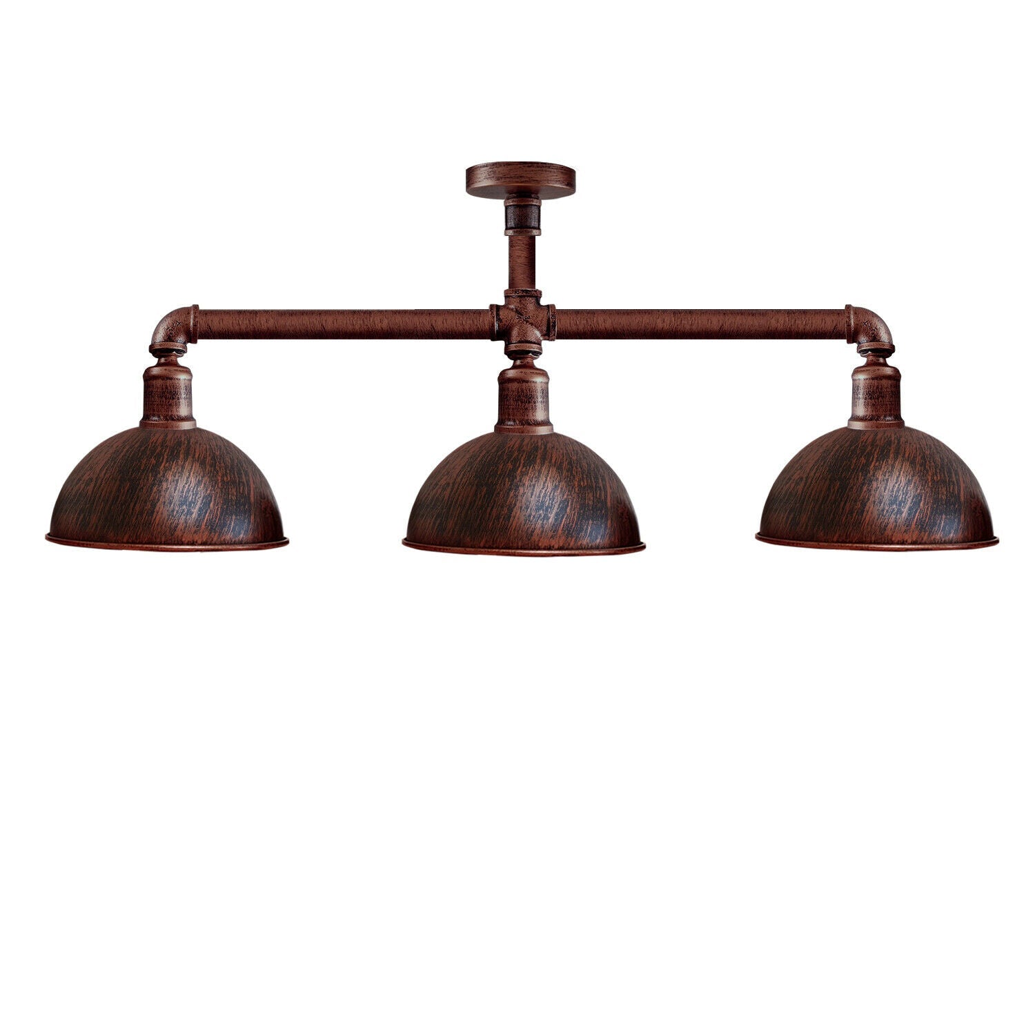 Industrial Retro Texas Style Pipe Lights Semi Flush Brushed copper Metal Ceiling Lamp Shade E27~3596-5