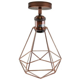 Vintage Retro Industrial Geometric Cage Ceiling Light Shade Flush Mount Light UK~3669-3