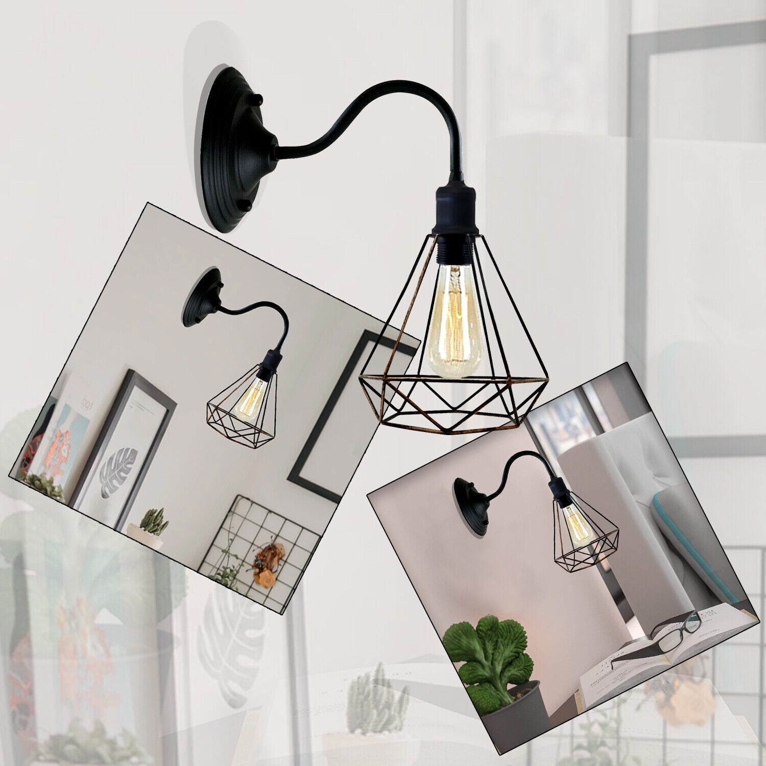 Modern Industrial  Vintage Indoor Brushed Copper colour Wall Light Lamp Fitting Fixture E27 Holder UK~3674-4