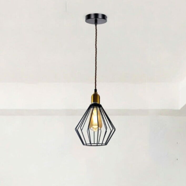 Vintage Retro Ceiling Pendant Light Fitting Wire Cage Lampshades, E27 Holder~4051-2