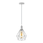 E27 White Hanging Light Cage Shade Loft Style Metal Ceiling Pendant Lamp~4341-0