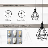 E27 White Hanging Light Cage Shade Loft Style Metal Ceiling Pendant Lamp~4341-4