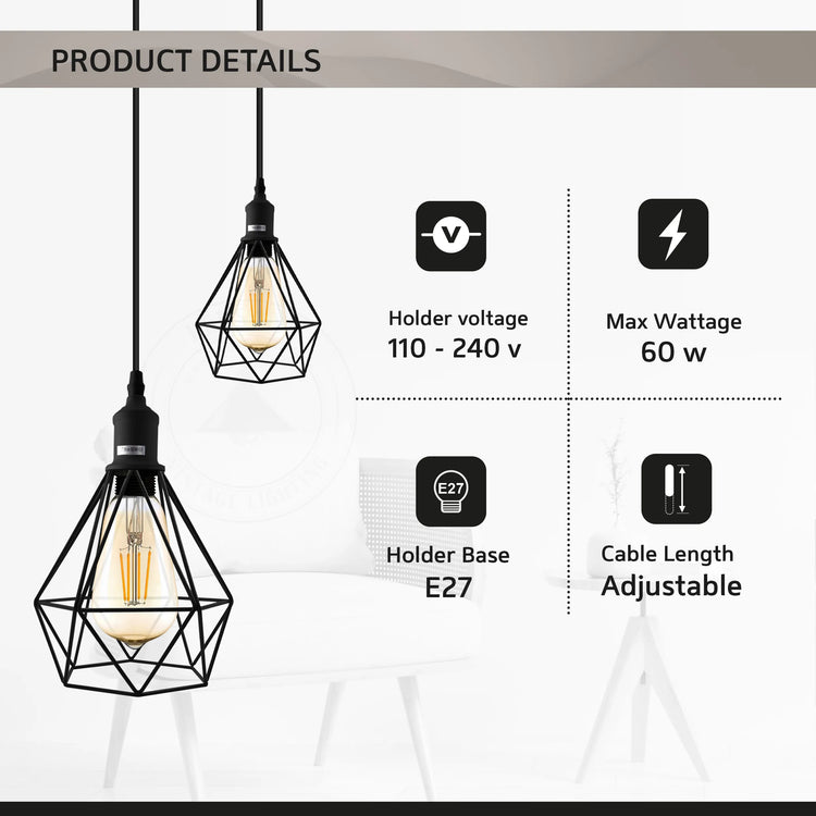 E27 White Hanging Light Cage Shade Loft Style Metal Ceiling Pendant Lamp~4341-3