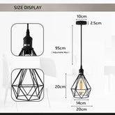 E27 White Hanging Light Cage Shade Loft Style Metal Ceiling Pendant Lamp~4341-2