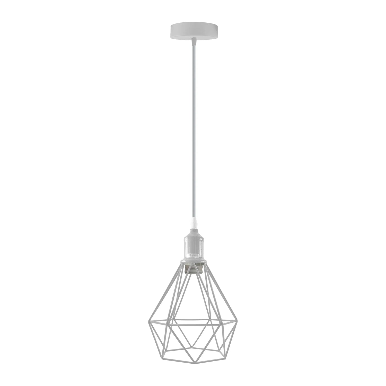 E27 White Hanging Light Cage Shade Loft Style Metal Ceiling Pendant Lamp~4341-1