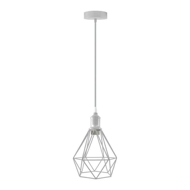E27 White Hanging Light Cage Shade Loft Style Metal Ceiling Pendant Lamp~4341-1