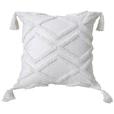 Pure Cotton Custom Boho Tassel Style Tufted Cushion Covers Home Decoration 45x45cm  (18 x 18 Inches) & 30x50 cm- Design 16-0