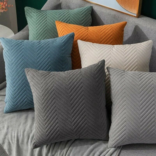 Herringbone Velvet Cushion Covers 18 X 18"-1