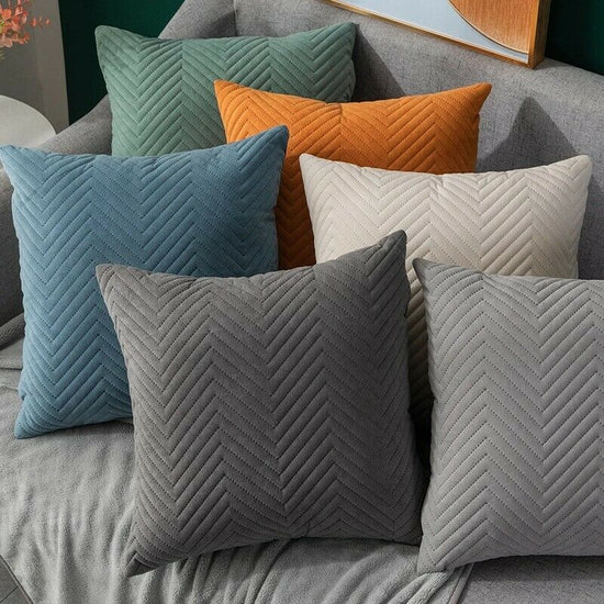 Herringbone Velvet Cushion Covers 18 X 18"-1