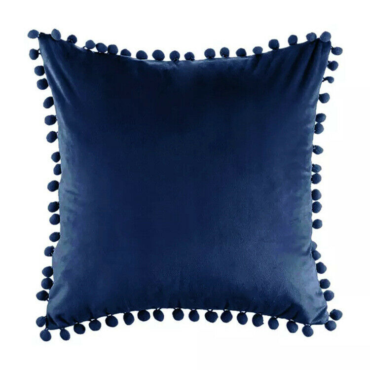 Tassel Velvet Cushion Covers With Pom Pom 18 X 18" (45 Cm)-8