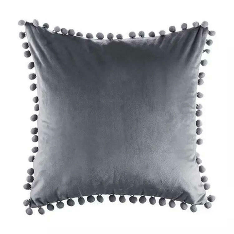 Tassel Velvet Cushion Covers With Pom Pom 18 X 18" (45 Cm)-7