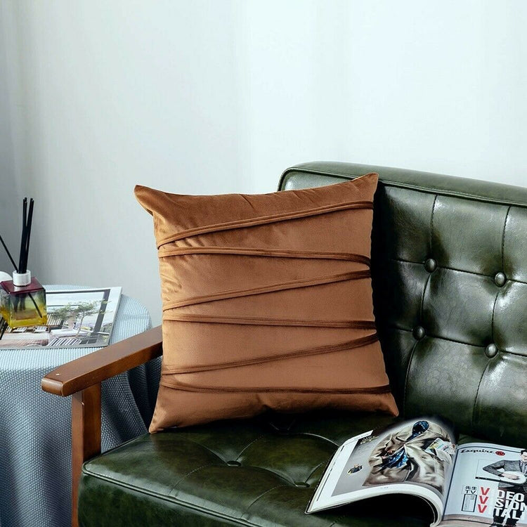 Velvet Cushion Cover with Stripe18 X18" (45 Cms)-3