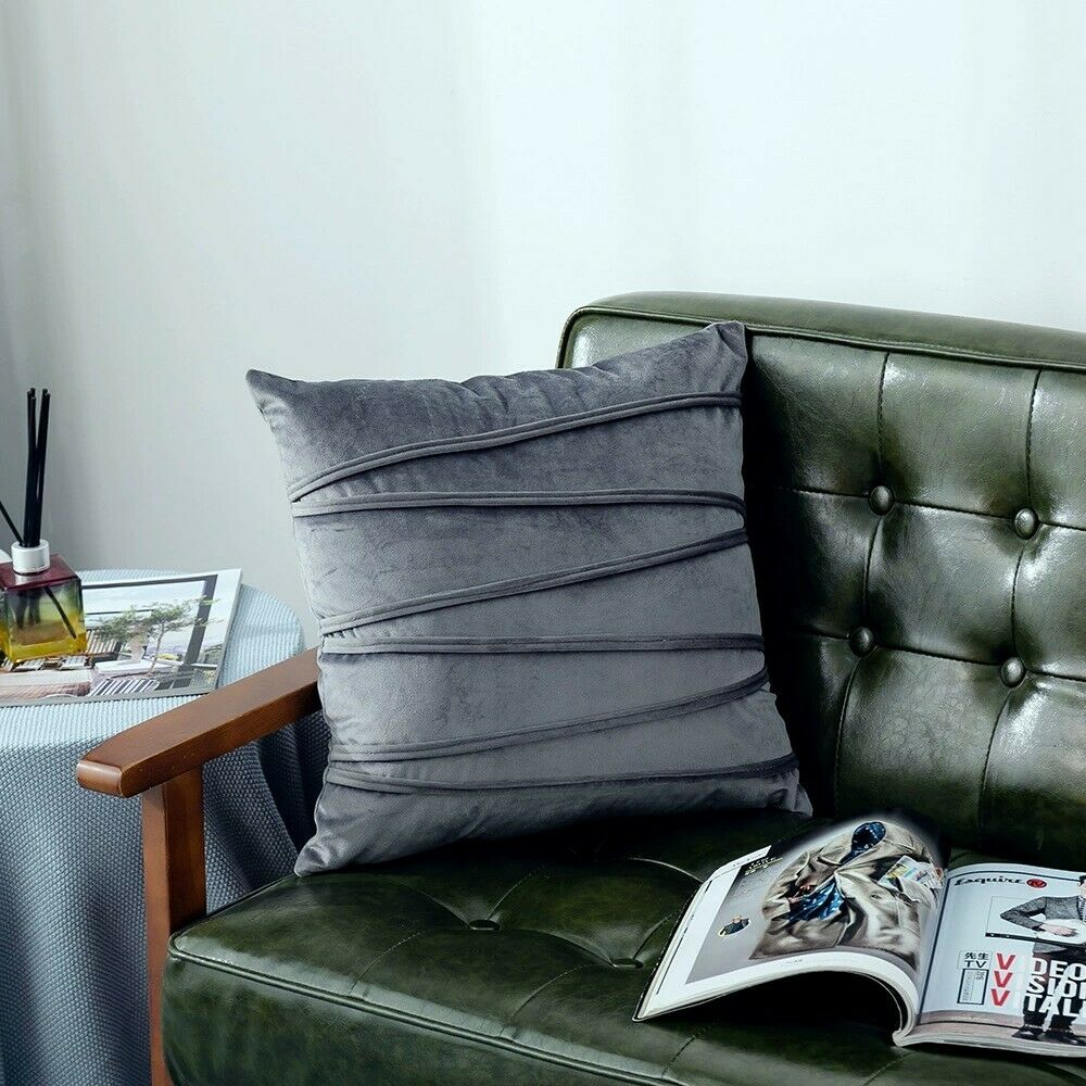 Velvet Cushion Cover with Stripe18 X18" (45 Cms)-7