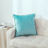Tassel Velvet Cushion Covers With Pom Pom 18 X 18" (45 Cm)-3