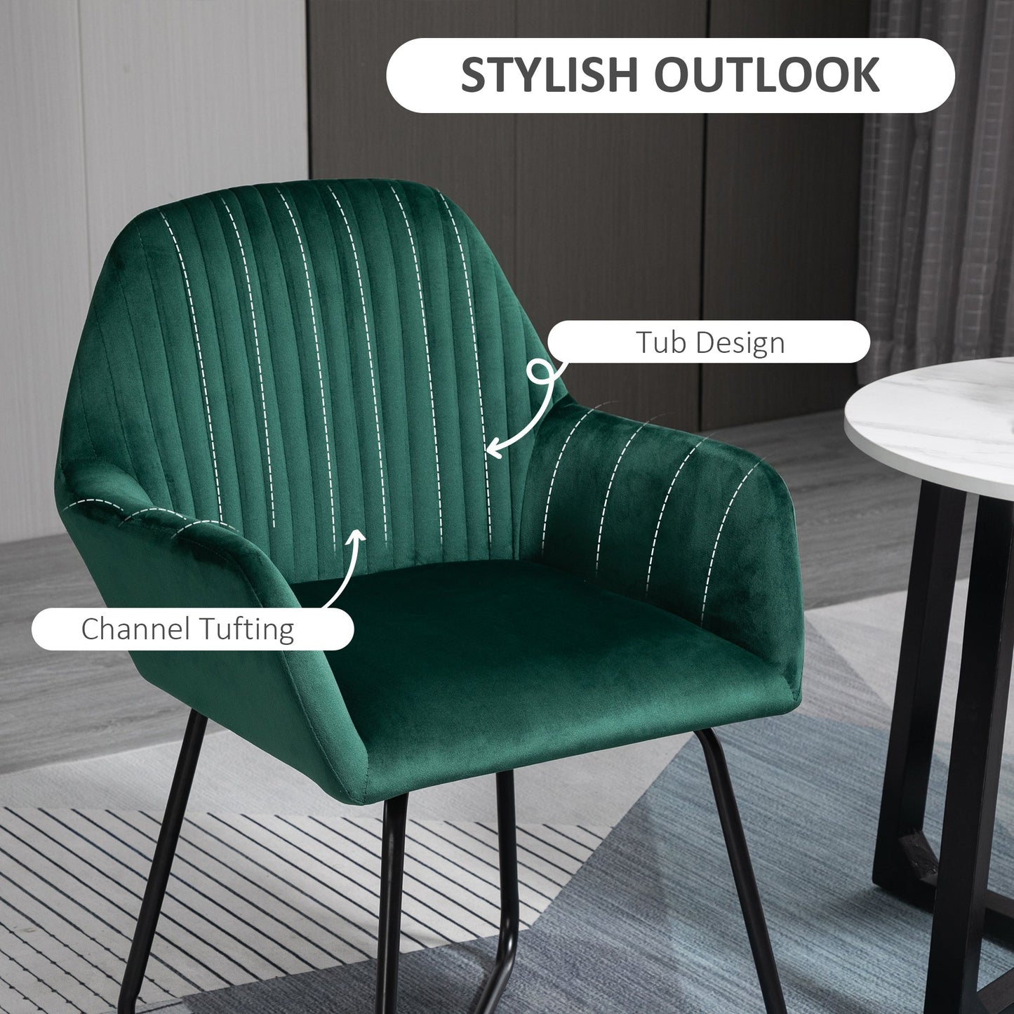 Modern Upholstered Accent Chair with Metal Base for Comfortable Living Room - Green-3