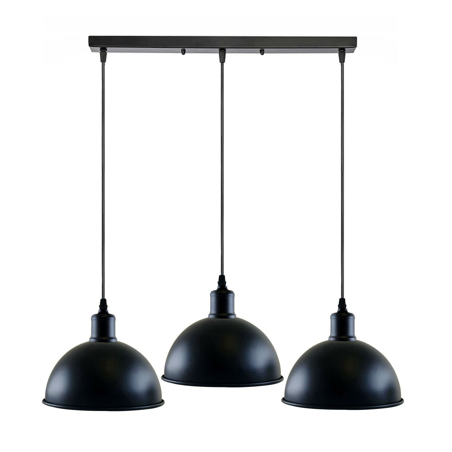 Vintage Industrial 3Head Ceiling Pendant Light Black Hanging Light Metal Dome Shape Shade Indoor Light Fitting~1242-6