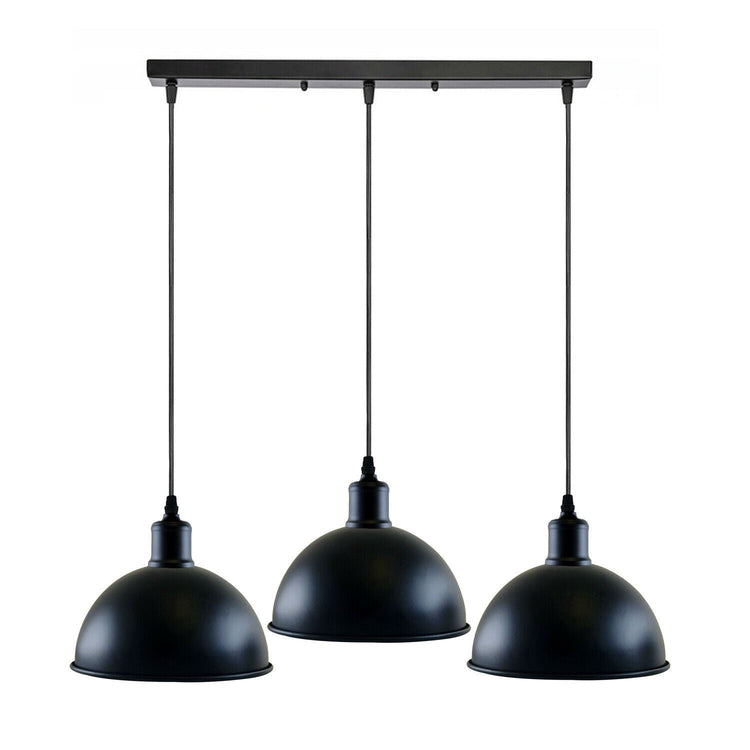 Vintage Industrial 3Head Ceiling Pendant Light Black Hanging Light Metal Dome Shape Shade Indoor Light Fitting~1242-6