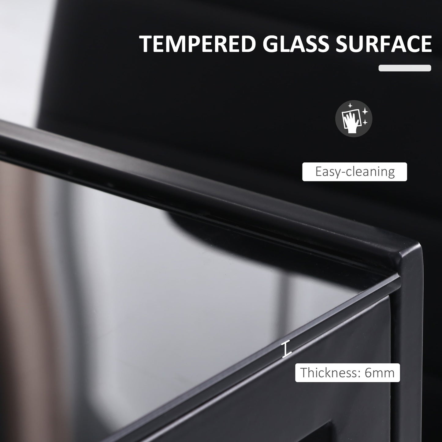 Modern Rectangular Dining Table for 4 People with Tempered Glass Top & Metal Legs for Dining Room, Living Room (Chairs Not Included)-3