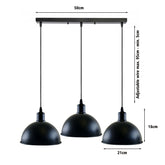 Vintage Industrial 3Head Ceiling Pendant Light Black Hanging Light Metal Dome Shape Shade Indoor Light Fitting~1242-2