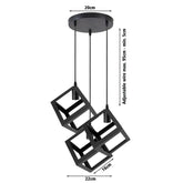 3 Cluster Pendant Light in Black Square Shape ~1256-1