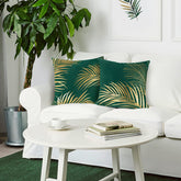 Gold Leaf Pattern Velvet Cushion Covers 45 x 45 cm-2