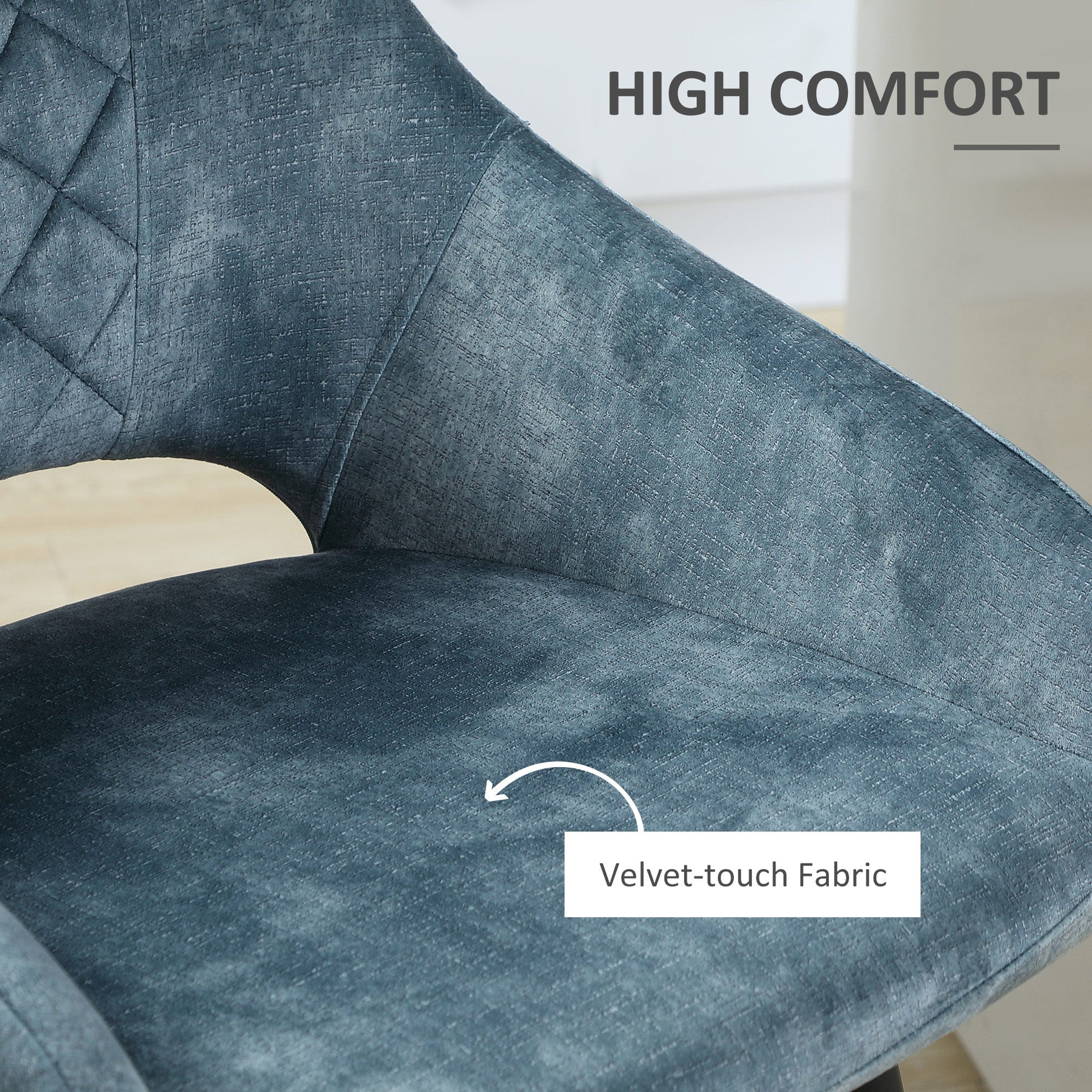 Elegant Velvet Bar Stools Set of 2 for Comfort and Style - Blue-3