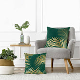 Gold Leaf Pattern Velvet Cushion Covers 45 x 45 cm-3