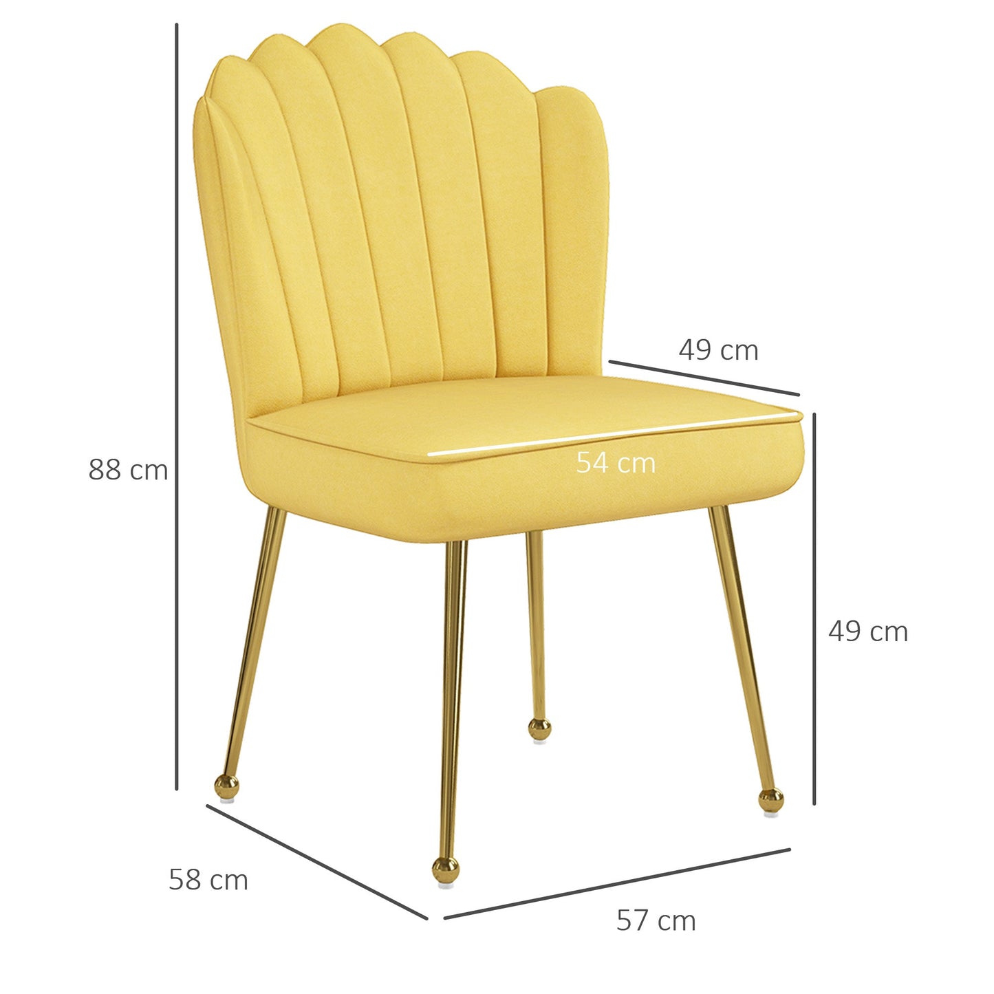 Velvet-Feel Shell Accent Chair - Yellow-2