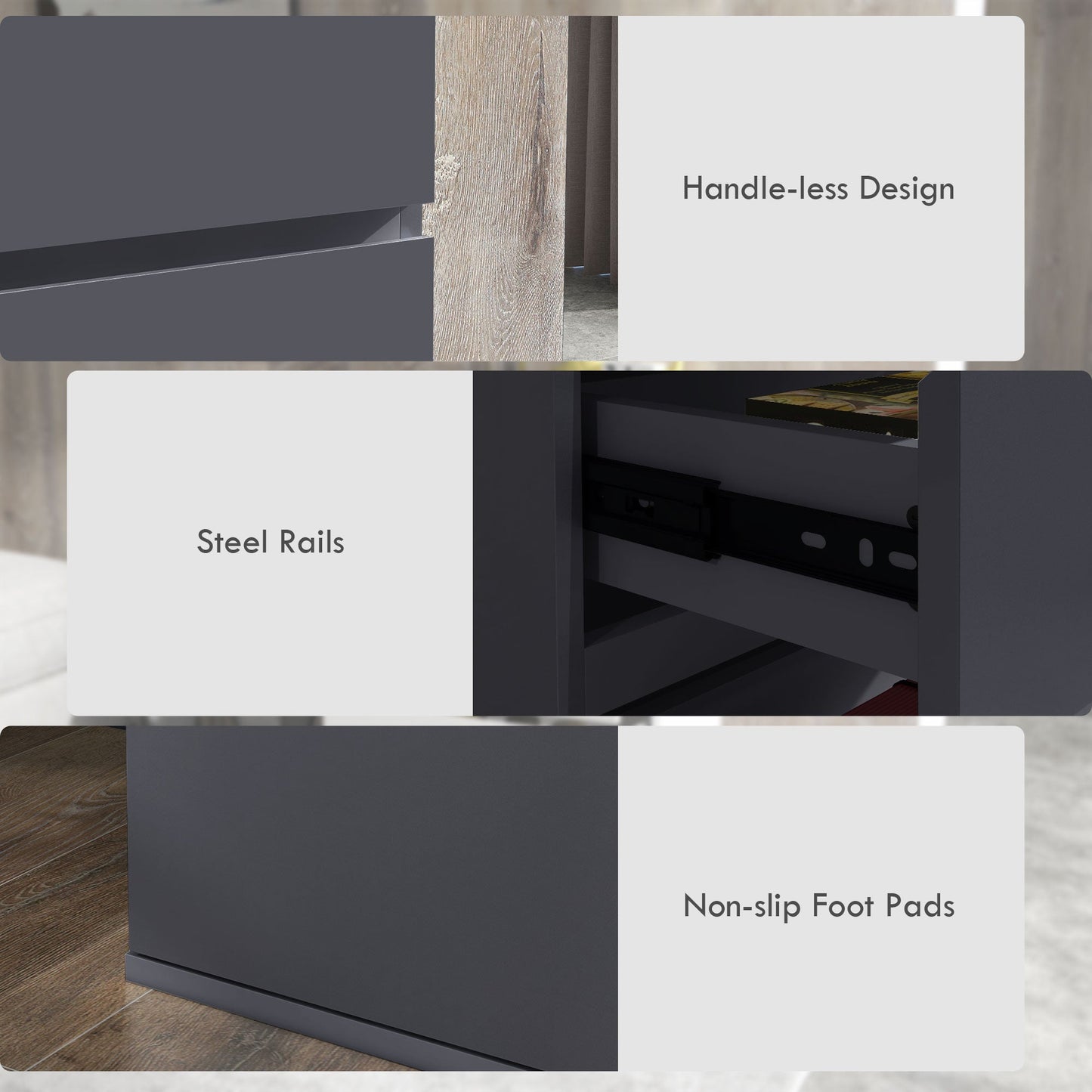 High Gloss Chest of Drawers, 5-Drawer Storage Cabinets, Modern Dresser, Storage Drawer Unit for Bedroom-4