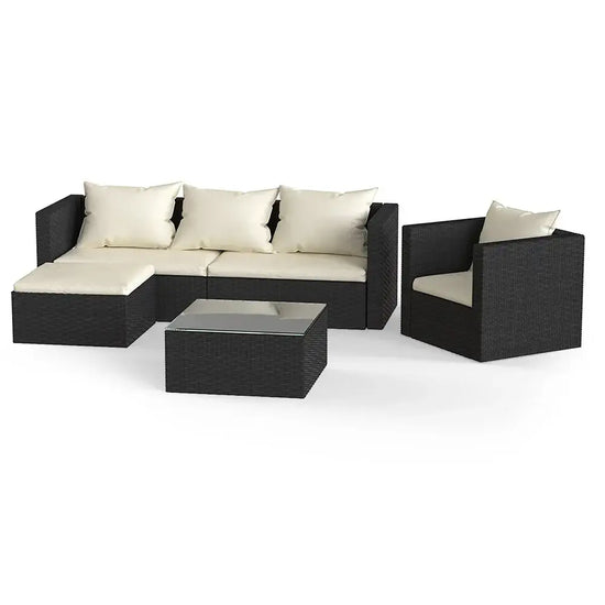4 Seater Rattan Garden Furniture Corner Sofa Set with Coffee Table