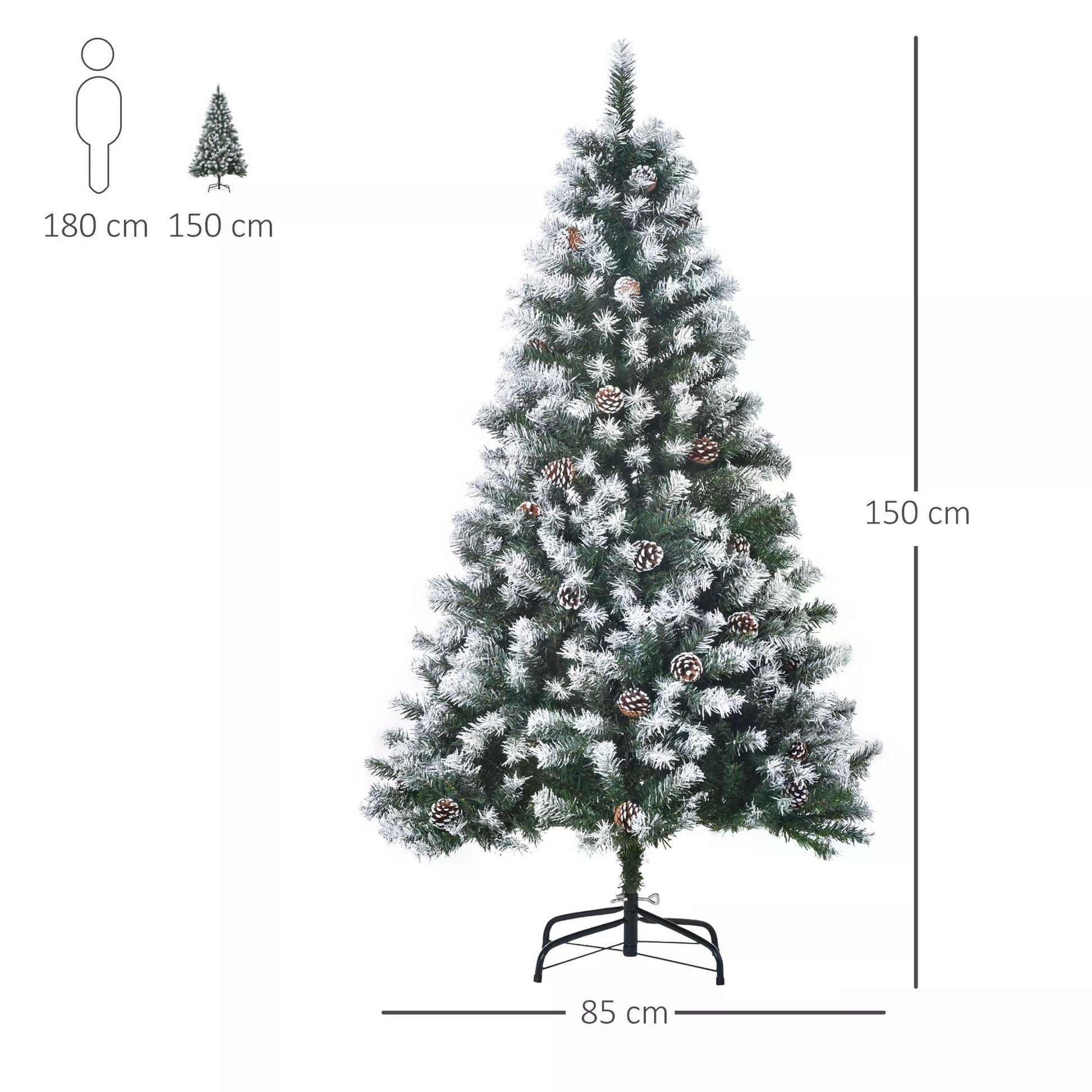5FT Artificial Christmas Tree with Pine Cones, Holiday Home Xmas Decoration Automatic Open, Green-2