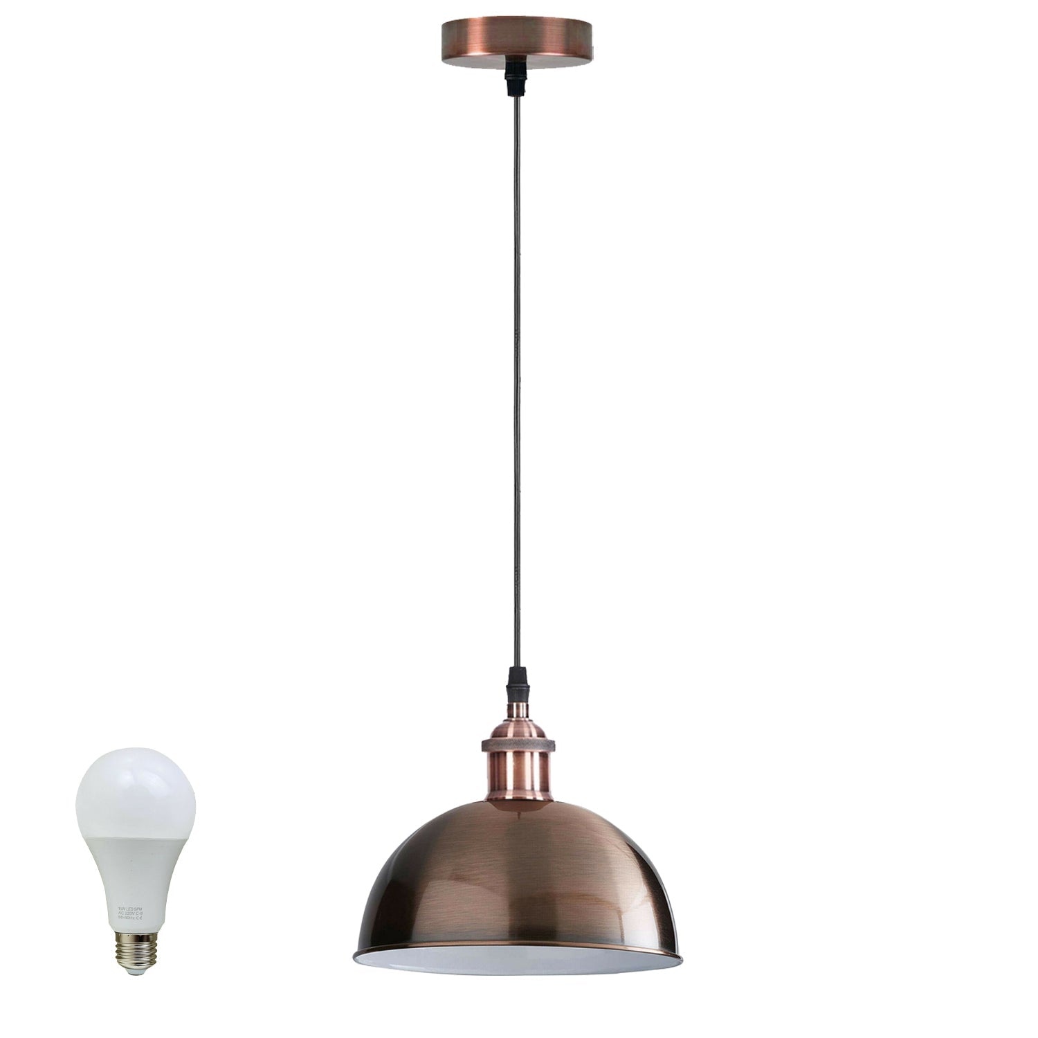 vintage industrial metal retro ceiling pendant light copper shade~1297-9