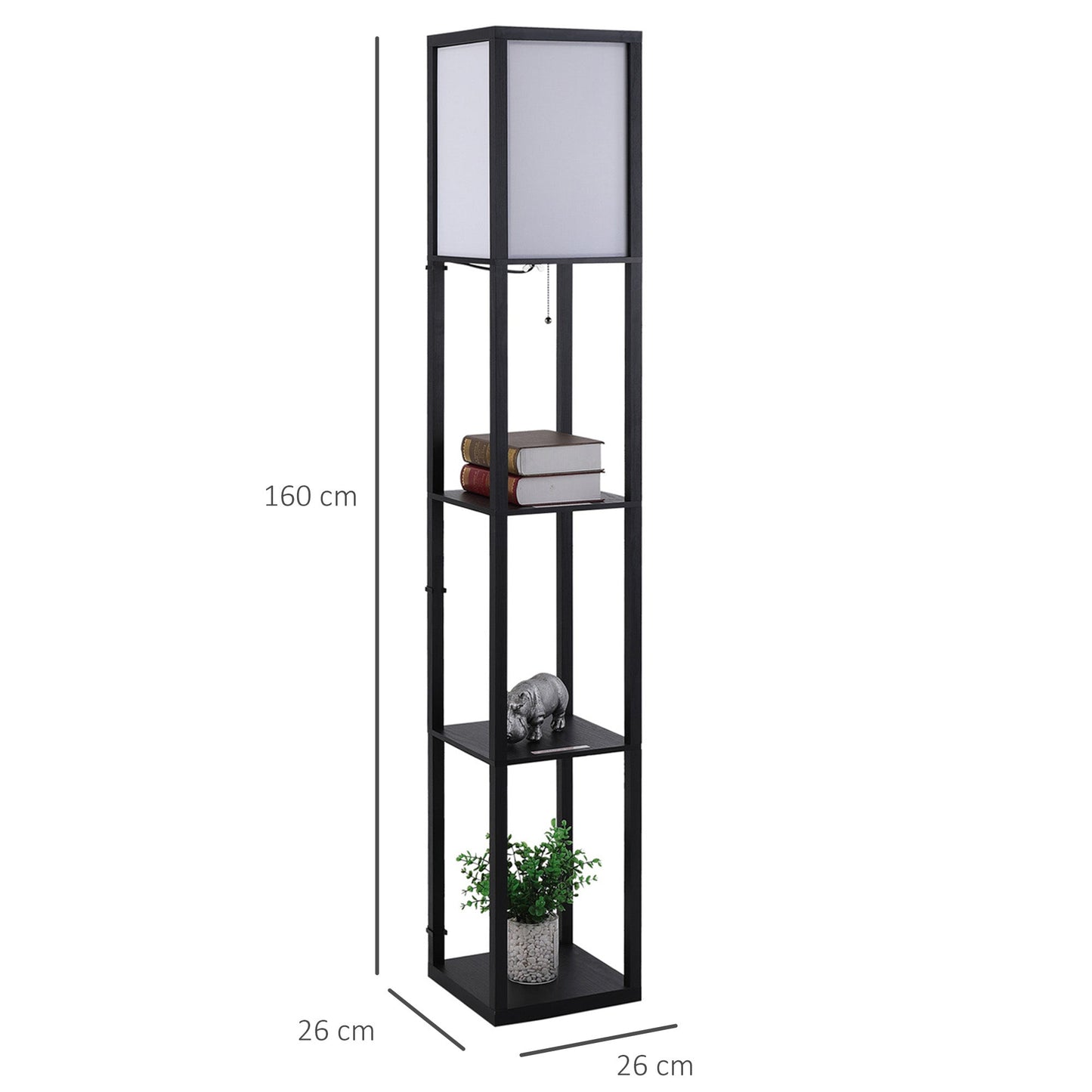 Modern Shelf Floor Lamp Soft Light 4-tier Open Shelves Living Room Storage Display-2