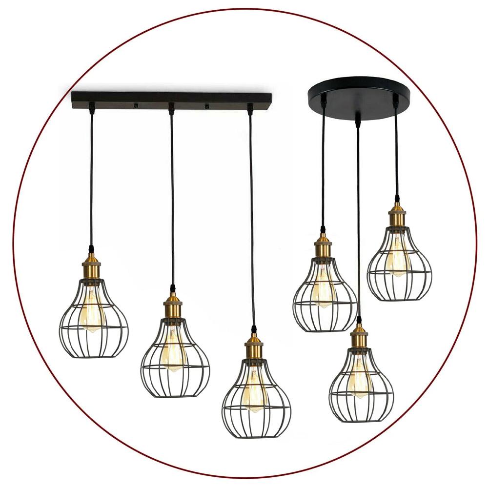 Modern Industrial Wire Cage Retro 3 Head Ceiling Pendant Light Lamp ~2025-1