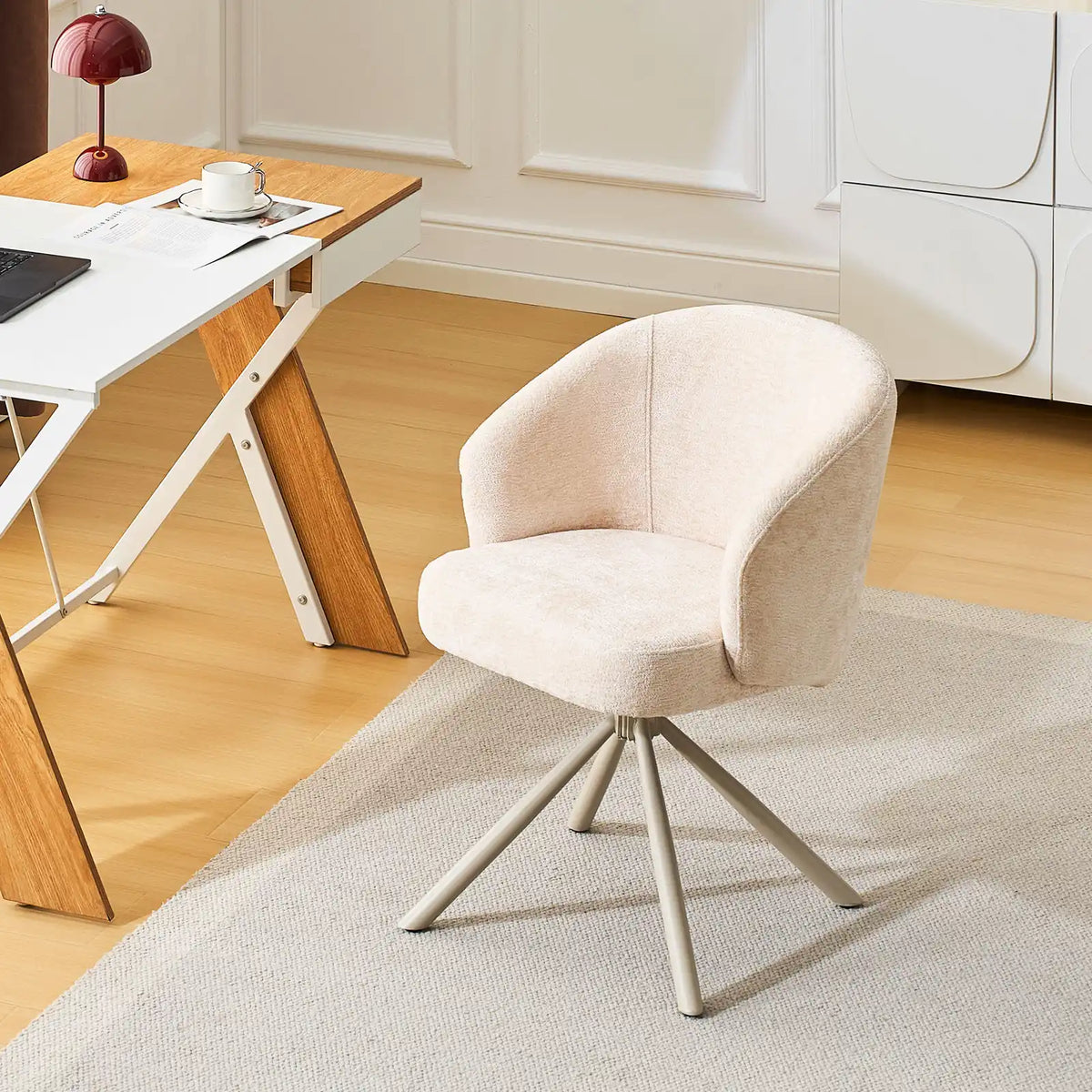 Cleo Cream Swivel Desk Chair-2