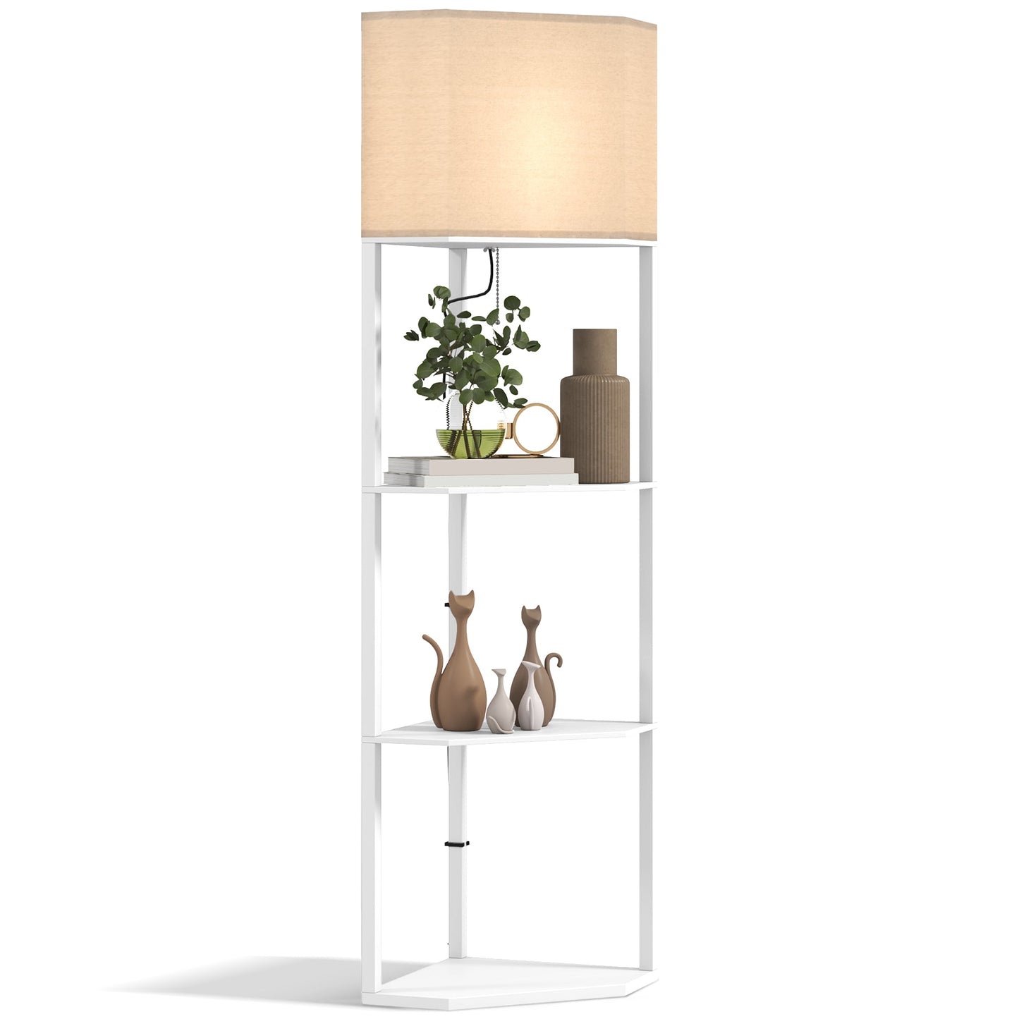 Three-Shelf Corner Floor Lamp - White-0