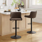 Dundas Faux Leather Bar Stools [Height Adjustable] [Set of 2]-1
