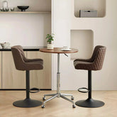 Dundas Faux Leather Bar Stools [Height Adjustable] [Set of 2]-2