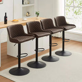 Dundas Faux Leather Bar Stools [Height Adjustable] [Set of 2]-4