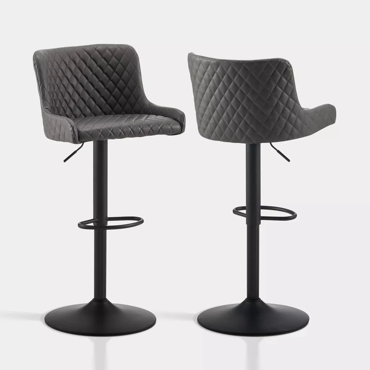 Dundas Faux Leather Bar Stools [Height Adjustable] [Set of 2]-6