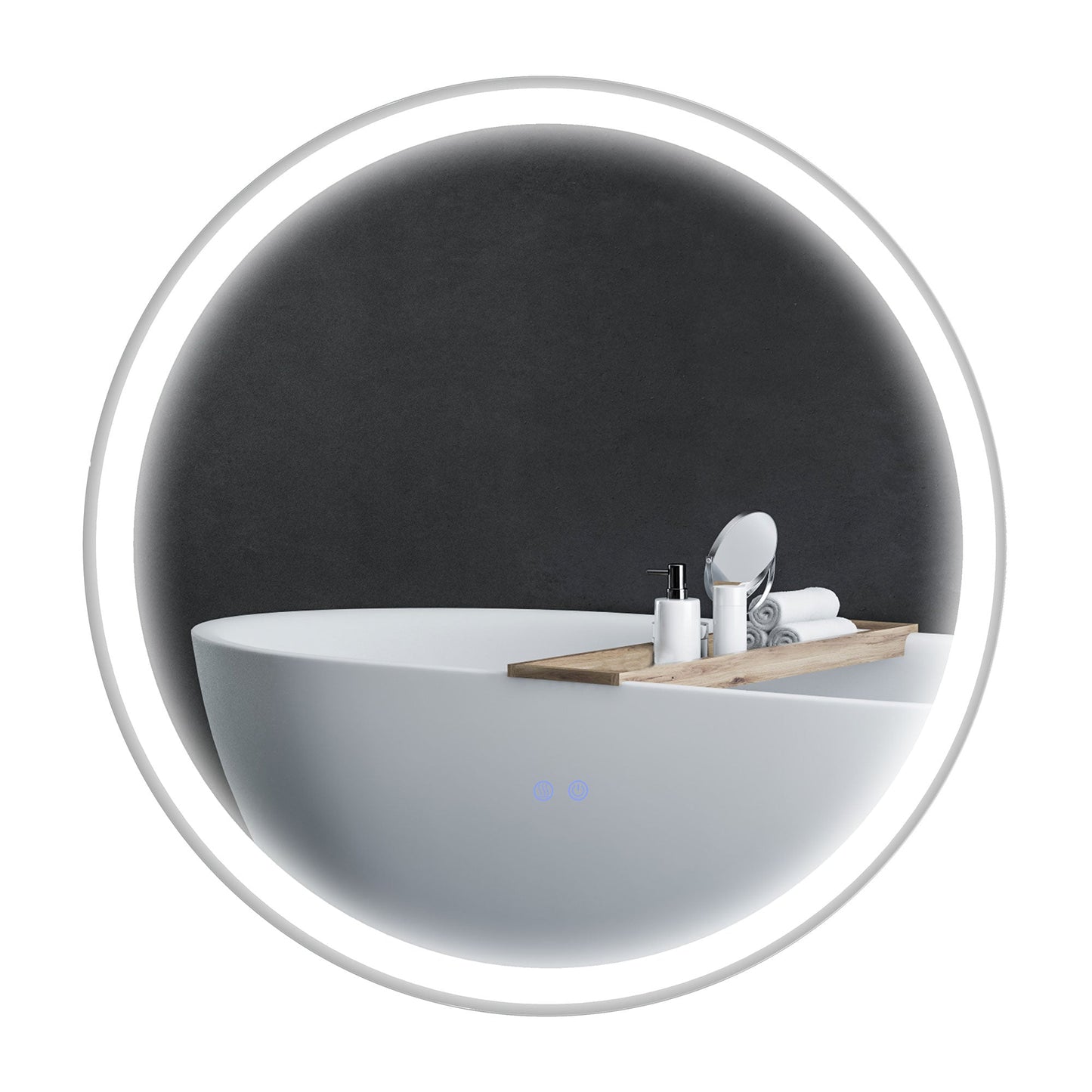 Round LED Bathroom Mirror with Adjustable Color Temperature and Defogging Film - 70 cm-0