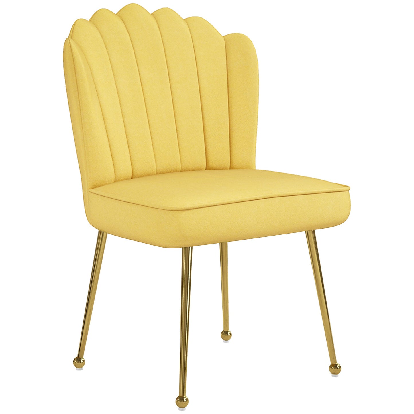 Velvet-Feel Shell Accent Chair - Yellow-0