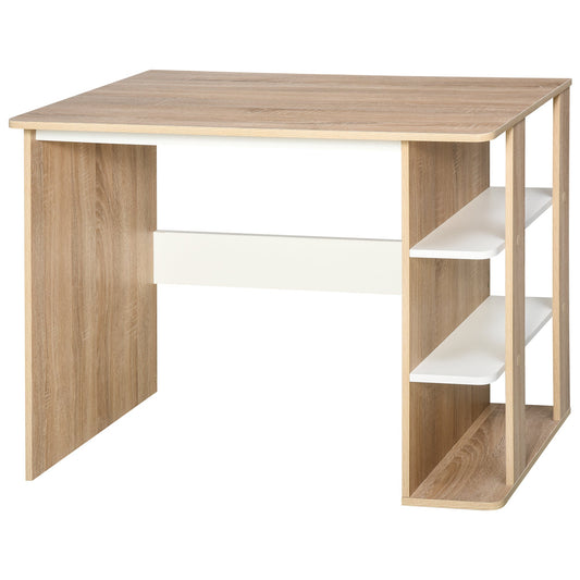 Computer Desk & 3-Tier Side Shelves Wide Table Top Home furniture OAK-0