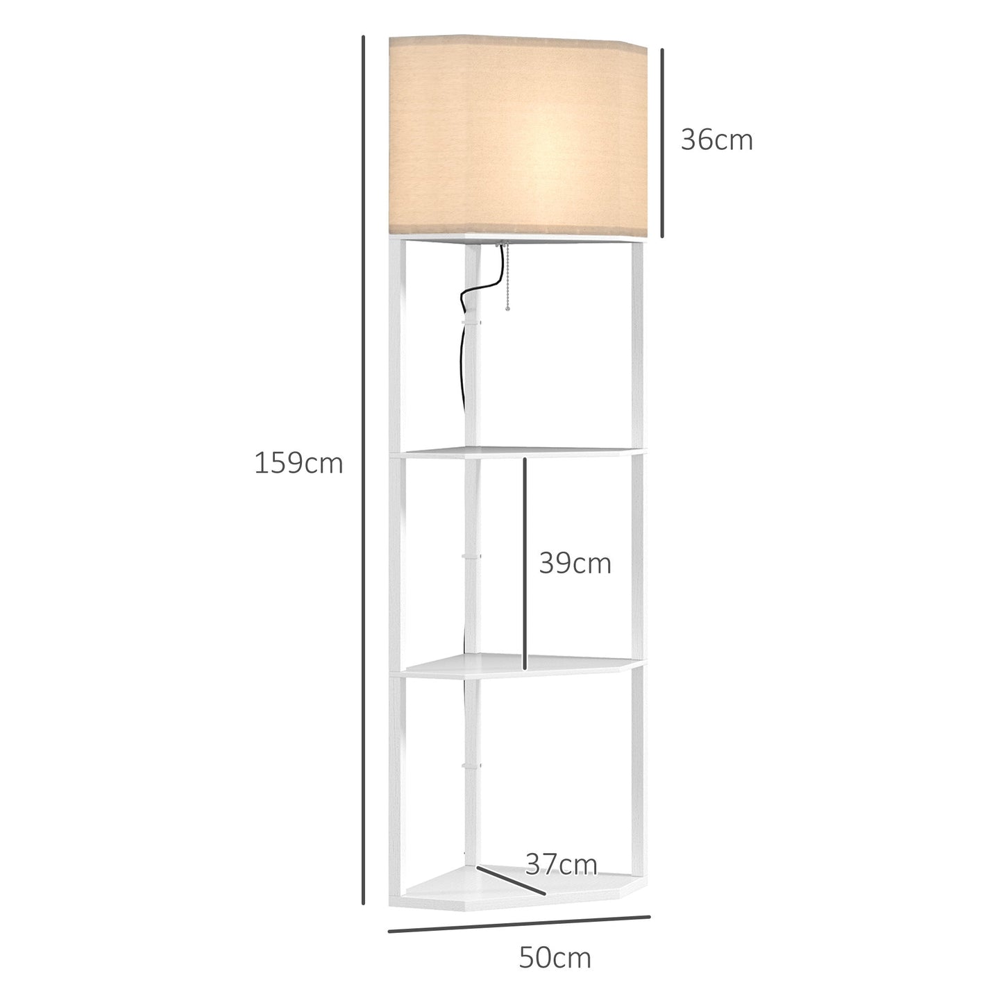 Three-Shelf Corner Floor Lamp - White-2